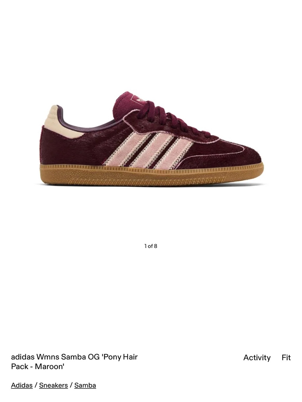 NWB adidas Samba OG Women's Sneaker - Maroon/Pale Pink